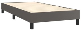 vidaXL Κρεβάτι Boxspring με Στρώμα Γκρι 90x200 εκ. από Συνθετικό Δέρμα