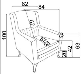 Πολυθρόνα Medea ύφασμα σε ανθρακί απόχρωση 72x98x78εκ 82x84x100 εκ.