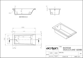 Acrilan Mocca Line 160x80 - Ευθύγραμμη Ακρυλική Μπανιέρα - Ακρυλικό