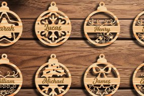 Σετ των 3 Intra απο ξύλο plywood 3mm-4mm πάχος - Ετικέτα ονόματος δέσμης στολιδιών χριστουγεννιάτικου δέντρου Δίασταση 6x6 cm INTRAFABR-86373163