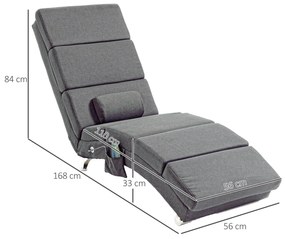 HOMCOM Καρέκλα Μασάζ Relax Καρέκλα 8 Σημεία Δόνησης, 5 Λειτουργίες, 56 x 168 x 84 cm, Γκρι