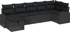 vidaXL Σετ Καναπέ με μαξιλάρι 7 pcs Μαύρο συνθετικό ρατάν