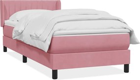 vidaXL Κρεβάτι Boxspring με Στρώμα Ροζ 80x220 εκ. Βελούδινο