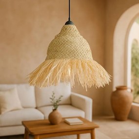 Φωτιστικό οροφής Boher Inart seagrass σε φυσική απόχρωση Φ33x76εκ 33x33x40 εκ.