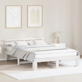 vidaXL Ξύλινο Κρεβάτι Λευκό Ξύλο 160 x 200 εκ. Ανθεκτικό Λευκό Κρεβάτι