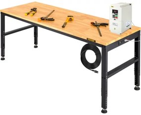 VEVOR Adjustable Height Workbench 61"L x 20"W Work Bench Table with Power Outlet