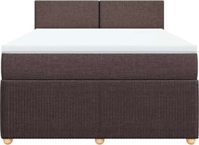 vidaXL Κρεβάτι Boxspring με Στρώμα Σκούρο Καφέ 140x200 εκ Υφασμάτινο