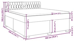 Κρεβάτι Boxspring με Στρώμα Μπλε 180x200 εκ. Βελούδινο - Μπλε