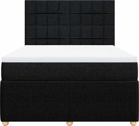 vidaXL Κρεβάτι Boxspring με Στρώμα Μαύρο 140x200 εκ. Υφασμάτινο