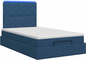 vidaXL Κρεβάτι Ottoman με Στρώμα και LED Μπλε 120 x 200 cm Ύφασμα