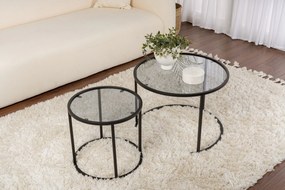 Σετ Τραπεζιών Σαλονιού Μαύρο CEVAR 42x42x39