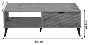 ΤΡΑΠΕΖΙ ΣΑΛΟΝΙΟΥ THELMA PAKOWORLD SONOMA ΜΕΛΑΜΙΝΗΣ 120X60X41.6ΕΚ