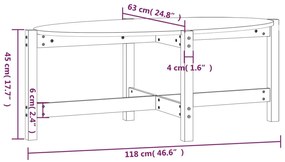 Τραπεζάκι Σαλονιού Λευκό 118x63x45 εκ. από Μασίφ Ξύλο Πεύκου - Λευκό