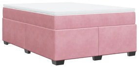 vidaXL Κρεβάτι Boxspring με Στρώμα Ροζ 140x190 εκ. Βελούδινο