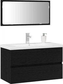 vidaXL Σετ Επίπλων Μπάνιου 3 pcs Μαύρη Οξυά Επεξεργασμένο ξύλο