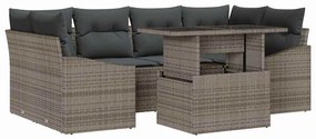 vidaXL Σετ Καναπέ Κήπου με αποθήκευση 7 pcs Γκρι Πολυ ράταν