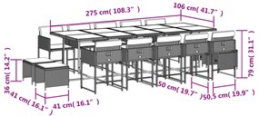 vidaXL Σετ Τραπεζαρίας Κήπου 15τεμ. Μικτό Μπεζ Συνθ. Ρατάν & Μαξιλάρια