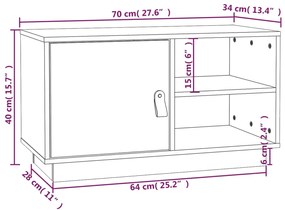 Έπιπλο Τηλεόρασης 70x34x40 εκ. από Μασίφ Ξύλο Πεύκου - Καφέ