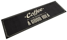 Χαλί Κουζίνας Πλενόμενο Επιγραφή Coffee 45x150 εκ. Βελούδο - Μαύρο