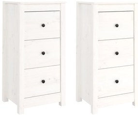 vidaXL Συρταριέρες 2 τεμ. Λευκό 40 x 35 x 80 εκ. από Μασίφ Ξύλο Πεύκου