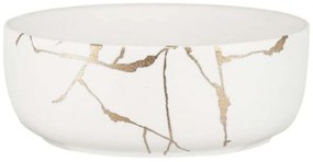 Διακοσμητικό Μπωλ Wabi Sabi 440003 18x18x6,6cm Marble Effect White-Gold Artekko Πορσελάνη