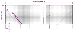 vidaXL Συρματόπλεγμα Περίφραξης Πράσινο 1,4 x 25 μ. με Καρφωτές Βάσεις