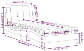 Κρεβάτι με Στρώμα Λευκό και Μαύρο 80 x 200 εκ. Συνθετικό Δέρμα - Λευκό