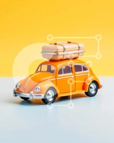 Intra Συλλεκτικό Ξύλινο Παζλ Plywood 4mm - Πορτοκαλί παιχνίδι αυτοκίνητο με βαλίτσα Σε Ξύλινο Κουτί - Διαστάσεις Puzzle: 10x10 cm – 25 κομμάτια