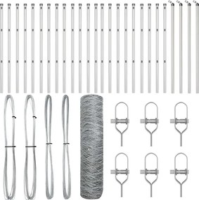 vidaXL Στύλος Περιφράξεων Ασημί 50 x 0,5 m (36 mm πλέγμα) Ατσάλι