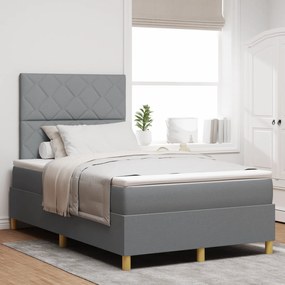 vidaXL Κρεβάτι Box Spring με Στρώμα & LED Ανοιχτό Γκρι 120x200 εκ. Ύφασμα