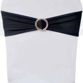 Κορδέλα Καρέκλας Εκδηλώσεων Διακοσμητική 25 τεμ. Μαύρη με Αγκράφα