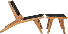 vidaXL Σεζλόνγκ με Υποπόδιο από Μασίφ Ξύλο Teak και Σχοινί
