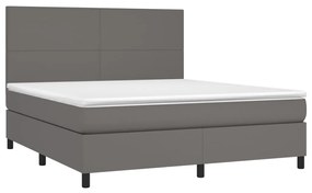 Κρεβάτι Boxspring με Στρώμα Γκρι 180x200 εκ. Συνθετικό Δέρμα - Γκρι