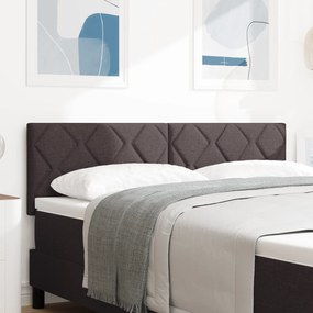 vidaXL LED Κεφαλάρι Γεωμετρικό Σχέδιο Διαμαντιών Σκούρο Καφέ 160 cm Ύφασμα