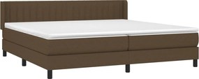 vidaXL Κρεβάτι Boxspring με Στρώμα Σκούρο Καφέ 200x200 εκ. Υφασμάτινο