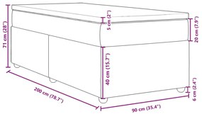 Κρεβάτι Boxspring με Στρώμα Σκούρο Γκρι 90x200 εκ. Υφασμάτινο - Γκρι