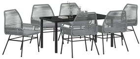vidaXL Σέτ φαγητού για κήπο 7 pcs Γκρι συνθετικό ρατάν