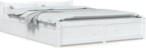 vidaXL Πλαίσιο Κρεβατιού Με Συρτάρια Λευκό 140 x 190 εκ.