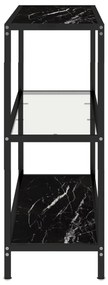 Ράφι Διαφανές και Μαύρο Μάρμαρο 100 x 36 x 90 εκ. Ψημένο Γυαλί - Μαύρο