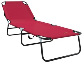 vidaXL Πτυσσόμενη Ξαπλώστρα Φορητή Κόκκινη 600D Oxford Fabric