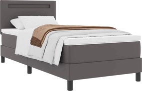 vidaXL Κρεβάτι με ελατήρια με στρώμα Γκρι 90 x 190 cm Τεχνητό δέρμα