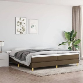 Κρεβάτι Boxspring με Στρώμα Σκούρο Καφέ 200x200 εκ. Υφασμάτινο