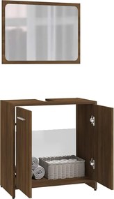 vidaXL Σετ Επίπλων Μπάνιου Καφέ Δρυς από Τεχν. Ξύλο