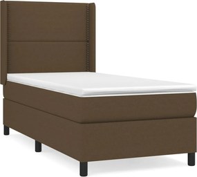 vidaXL Κρεβάτι Boxspring με Στρώμα Σκούρο Καφέ 90x200 εκ. Υφασμάτινο