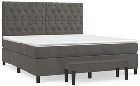 vidaXL Κρεβάτι Boxspring με Στρώμα Σκούρο Γκρι 160x200 εκ. Βελούδινο