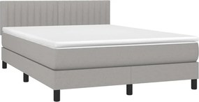 vidaXL Κρεβάτι Boxspring με Στρώμα &amp; LED Αν.Γκρι 140x200 εκ Υφασμάτινο
