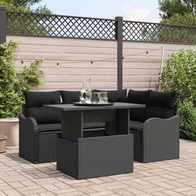 vidaXL Σετ Καναπέ Κήπου με μαξιλάρι 5 pcs Μαύρο Πολυ ράταν