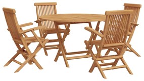 Σέτ φαγητού για κήπο 5 pcs Καφέ Στερεό Ξύλο Τίκ