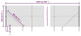 Συρματόπλεγμα Περίφραξης Ανθρακί 1,8 x 25 μ. με Καρφωτές Βάσεις - Ανθρακί