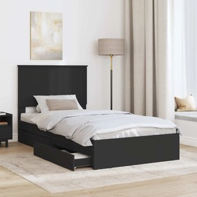 vidaXL Κρεβάτι Αποθήκης Μαύρο 100 x 200 cm Επεξεργασμένο Ξύλο